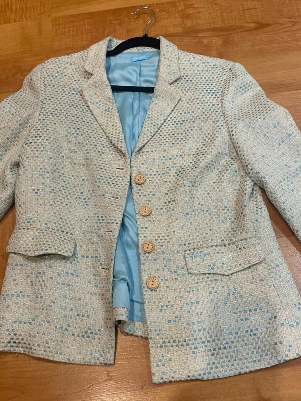 J. McLaughlin Elegant Light Blue Tweed Blazer for Women